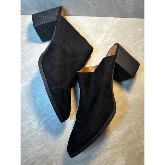 American Eagle Black Mule Point Toe Faux Suede Open Back Women's Size 10 - Picture 3 of 8